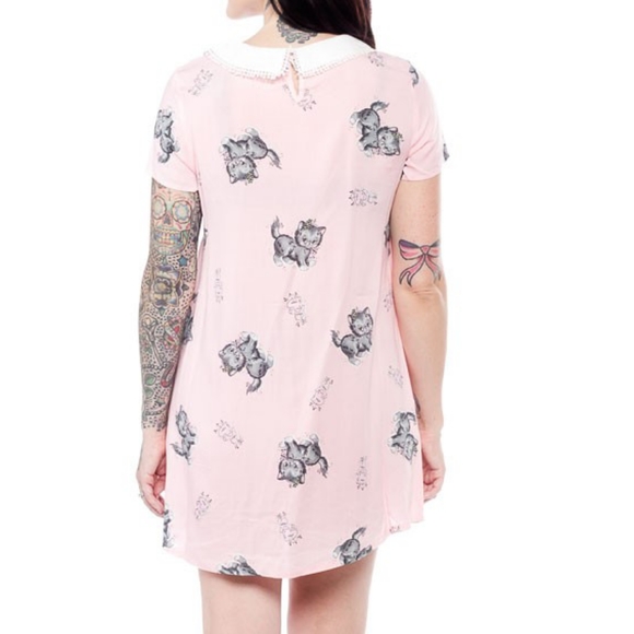 Iron Fist Pink Cat Collared Mini Dress Sz Small - Picture 2 of 5